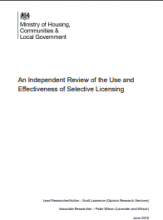 An independent review of the use and effectiveness of selective licensing